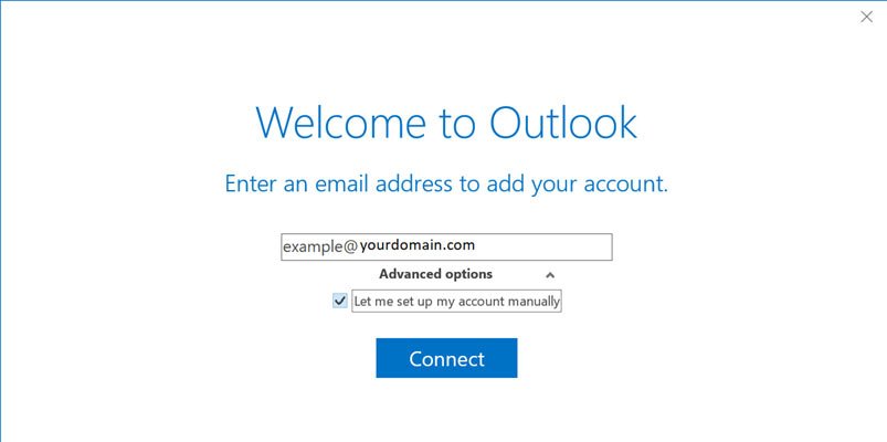 Screen shot of welcome to outlook screen