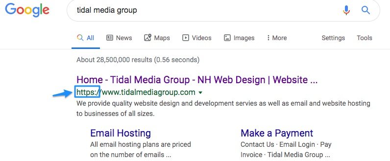 Showing a secured site in google search